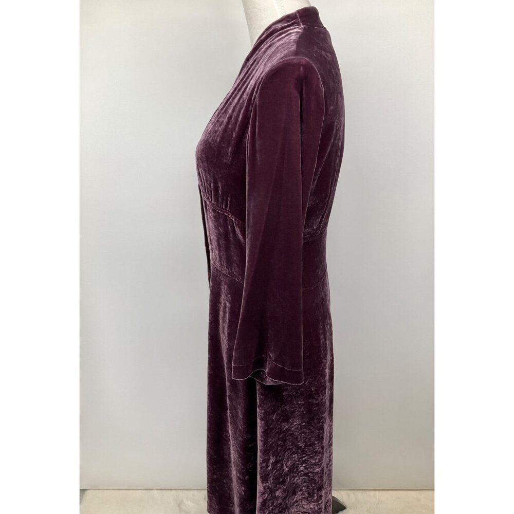 J Jill Crushed Velvet  Duster Dress size 4, Purple 10 hidden buttons - Picture 6 of 11